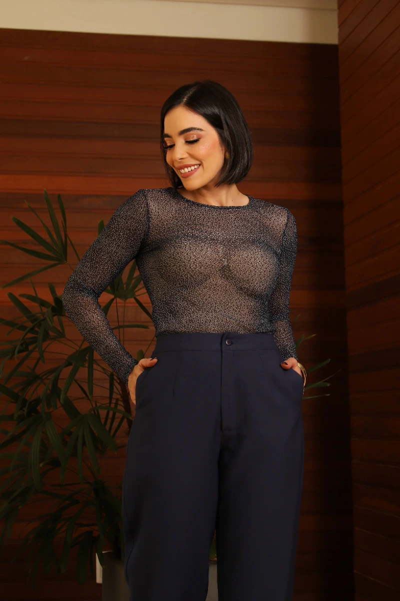 Blusa Tule Poá Flocada 1