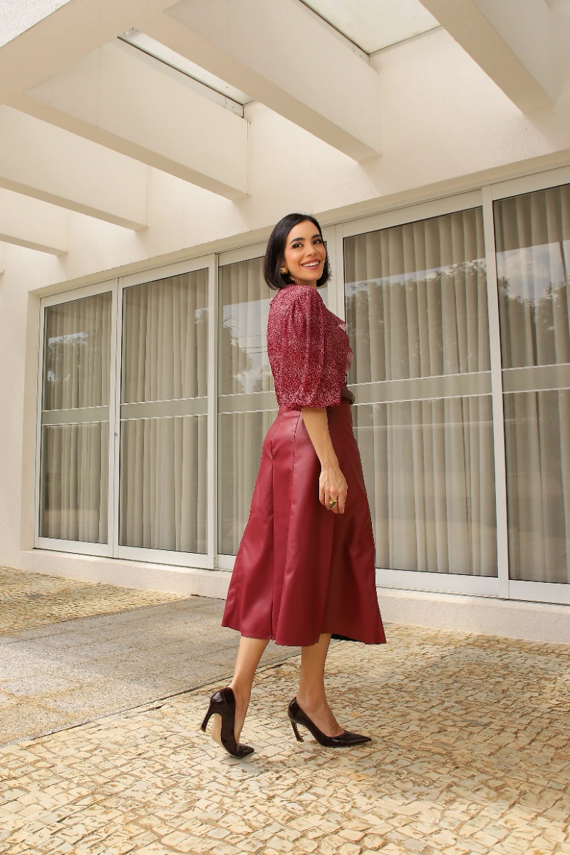 Saia Midi Couro Rayon 4
