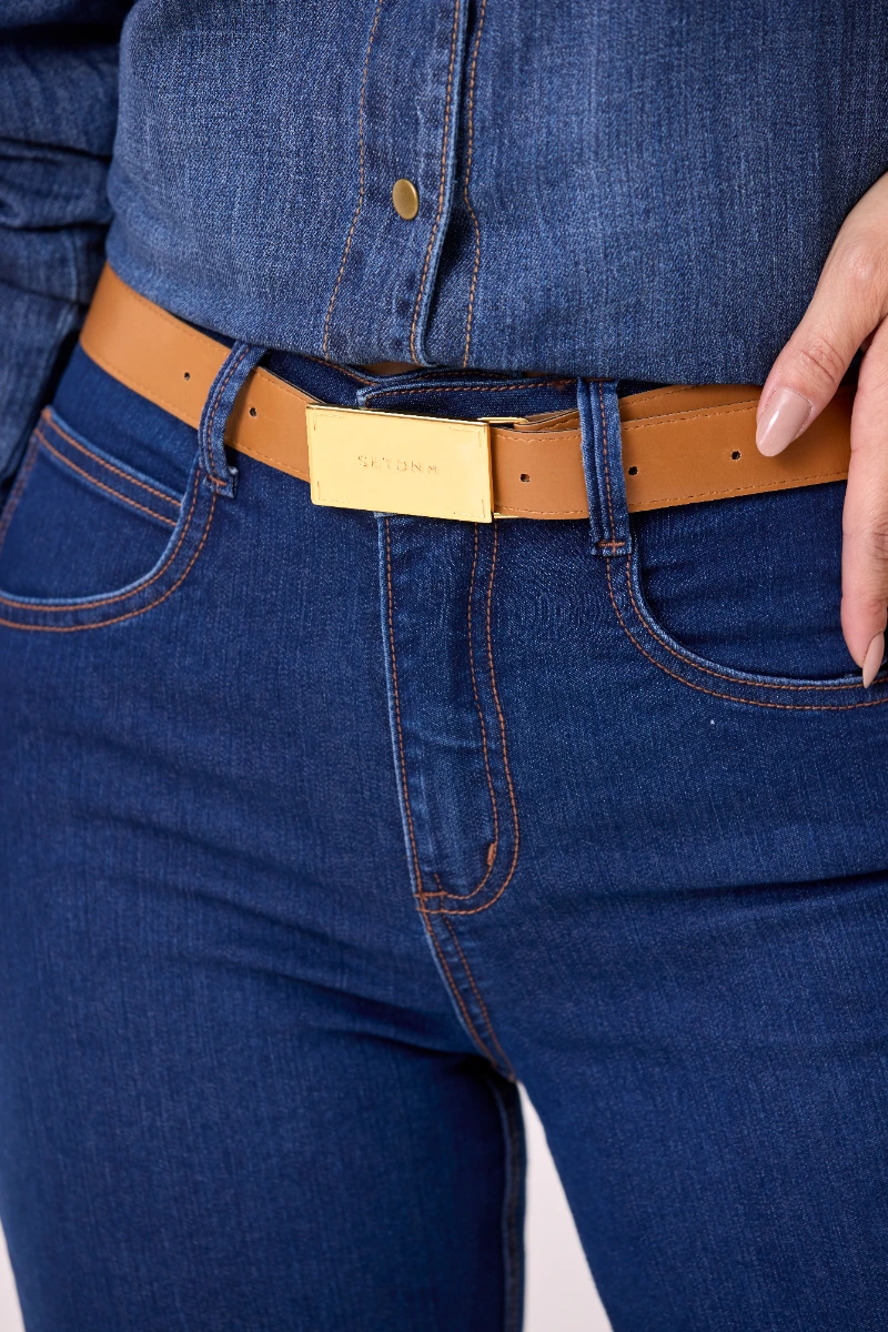CALÇA BOOT CUT C/ CINTO BROWN 2